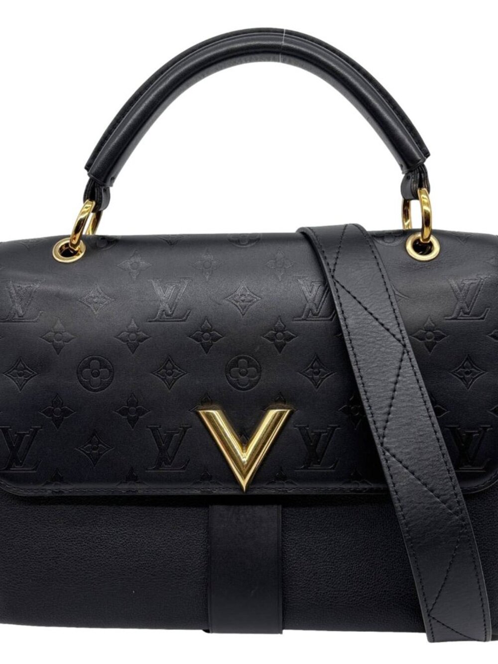 Louis Vuitton Very One Handle Monogram Leather Shoulder Bag Black